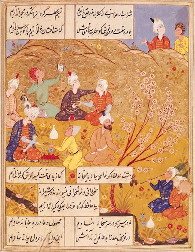 F.103v Freiluftfest, aus einem Gedichtbuch, 1554 von Islamic School